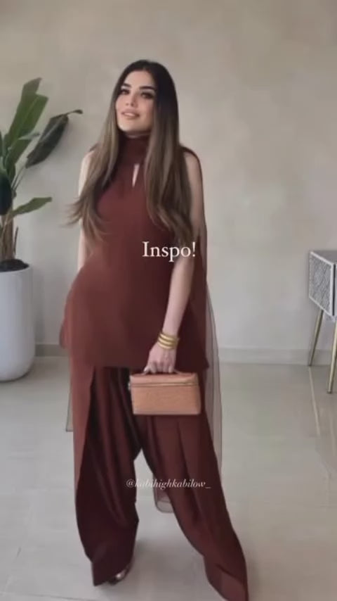 BROWN FARSHI SHALWAR 3 PCS SUIT