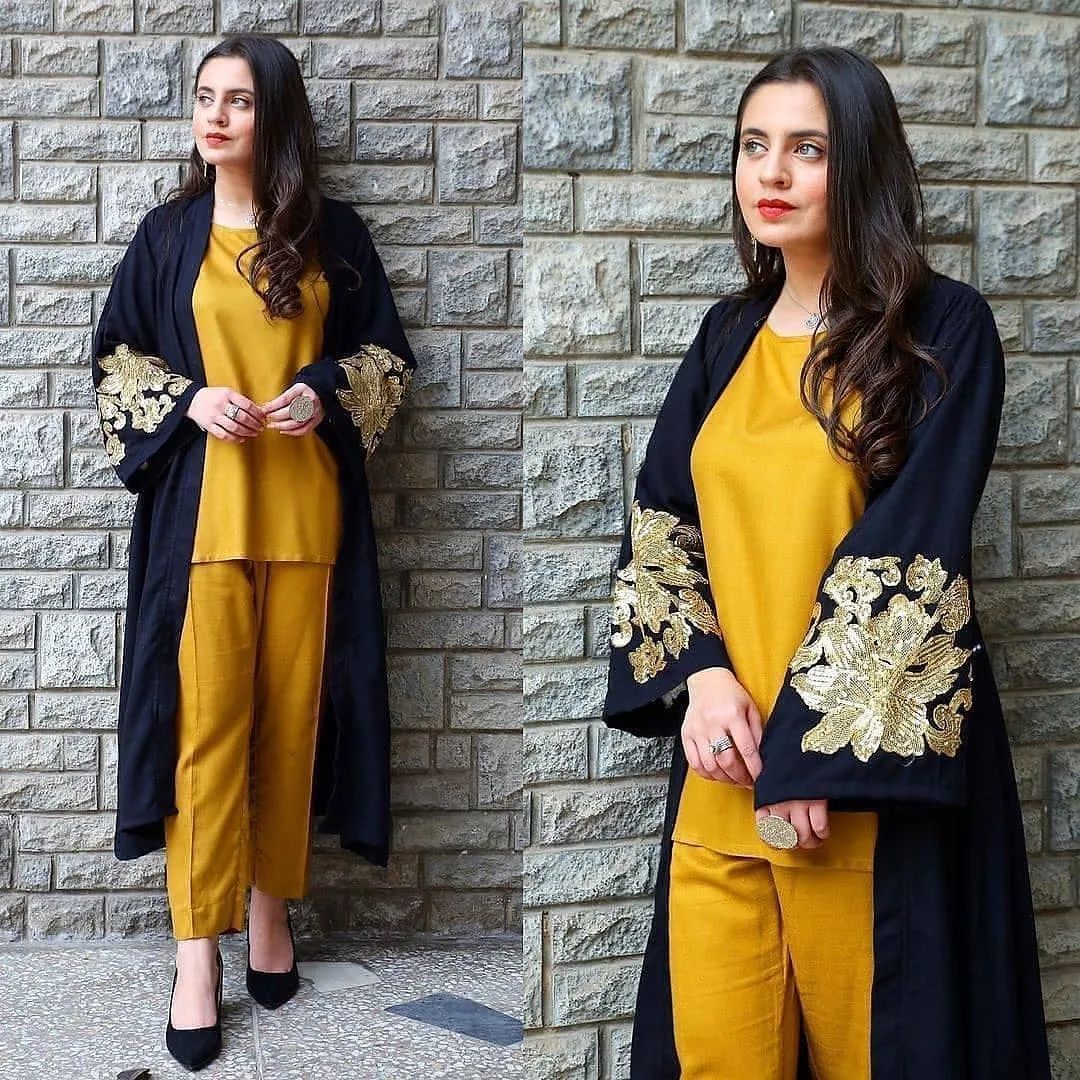 Golden Sequin Embroidery Dress By Pehnawayy